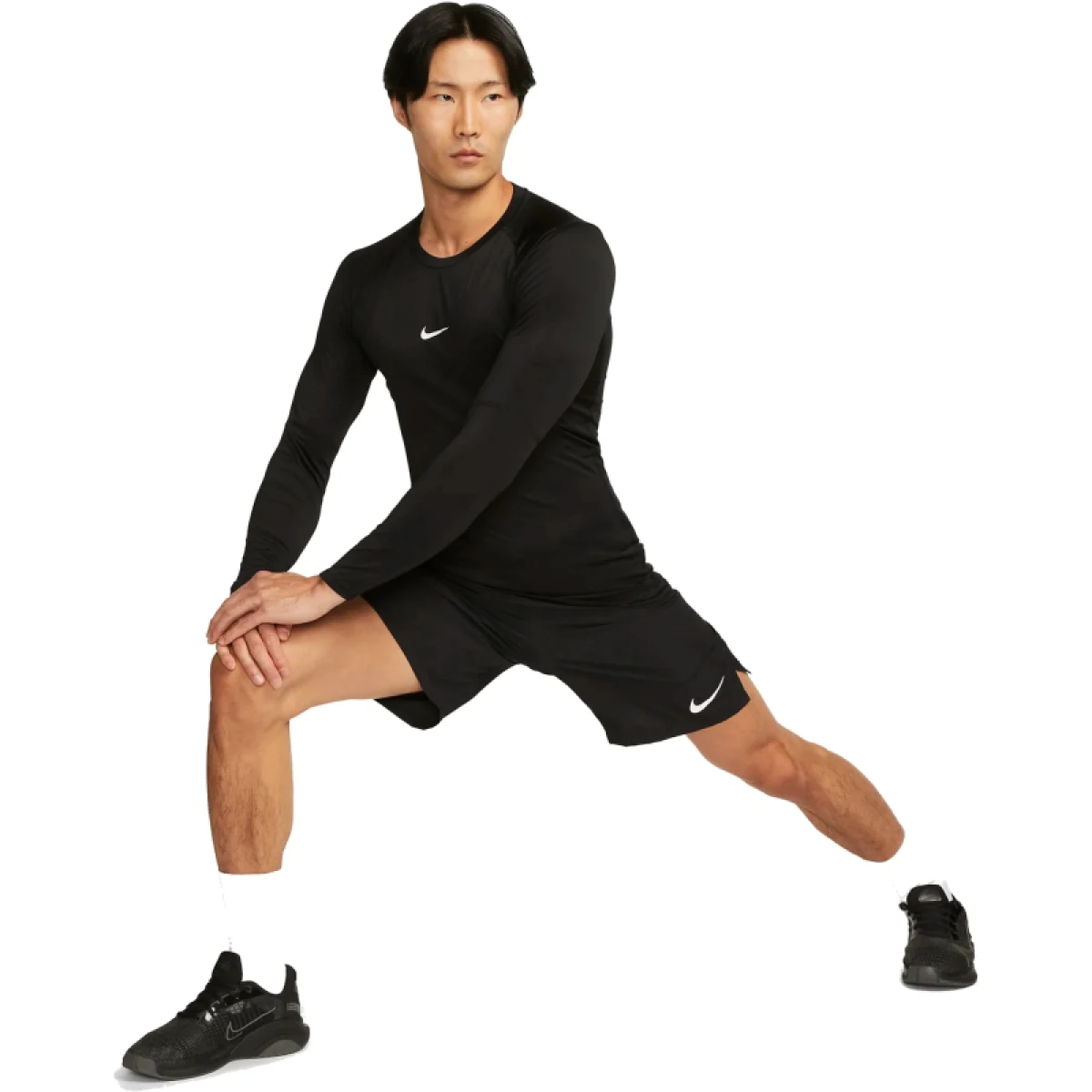 Pánske tréningové tričko s dlhým rukávom NIKE PRO DF TIGHT TOP LS-010 BLACK WHITE · záber 5