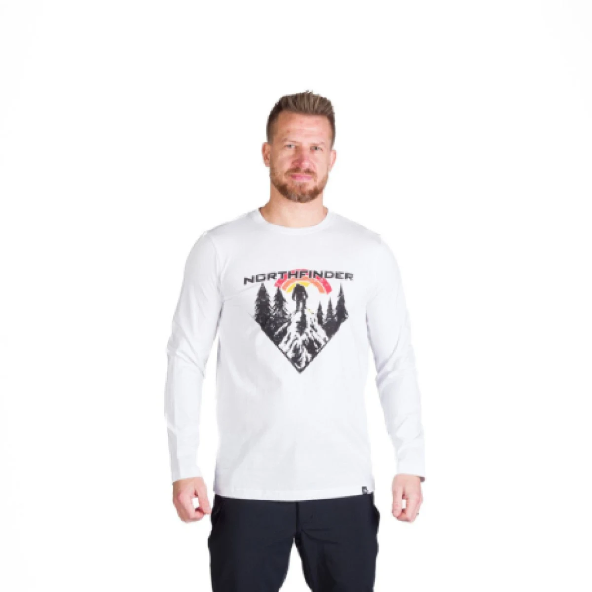 Pánske turistické tričko s dlhým rukávom NORTHFINDER CLAIR-377white · záber 1