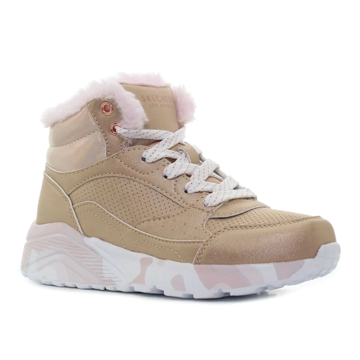 Dievčenské členkové zimné topánky SKECHERS Uno Lite Camo Daz gold pink · záber 2