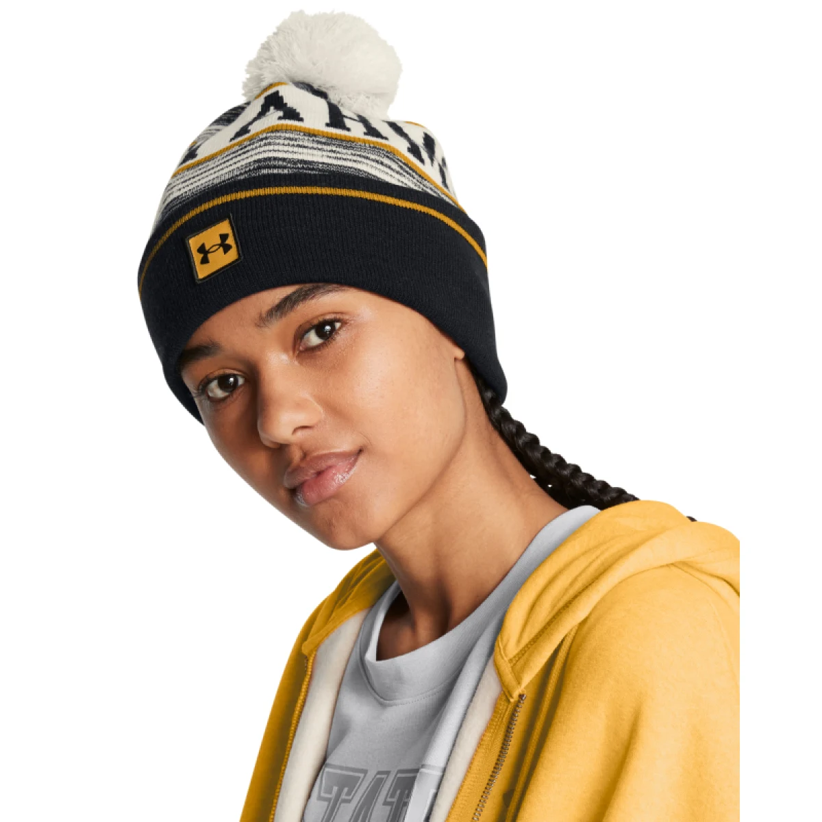 Pánska zimná čiapka UNDER ARMOUR M Halftime Pom Beanie-WHT 111 · záber 2
