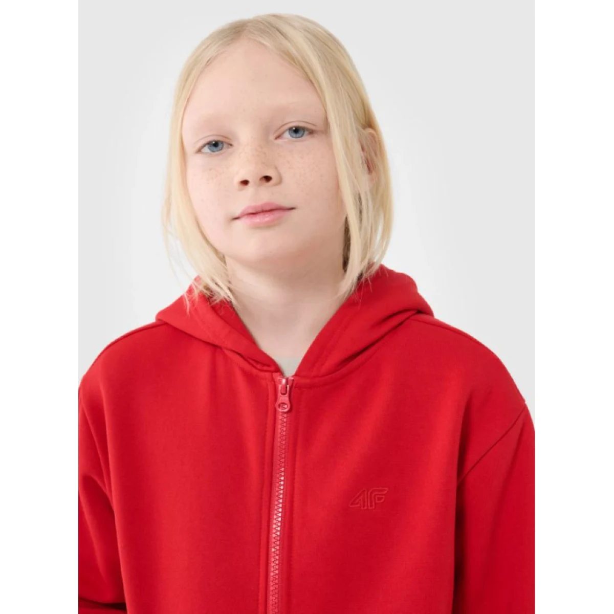 Chlapčenská mikina so zipsom 4F JUNIOR SWEATSHIRT-JWSS25TSWSM1851-62S-RED · záber 2