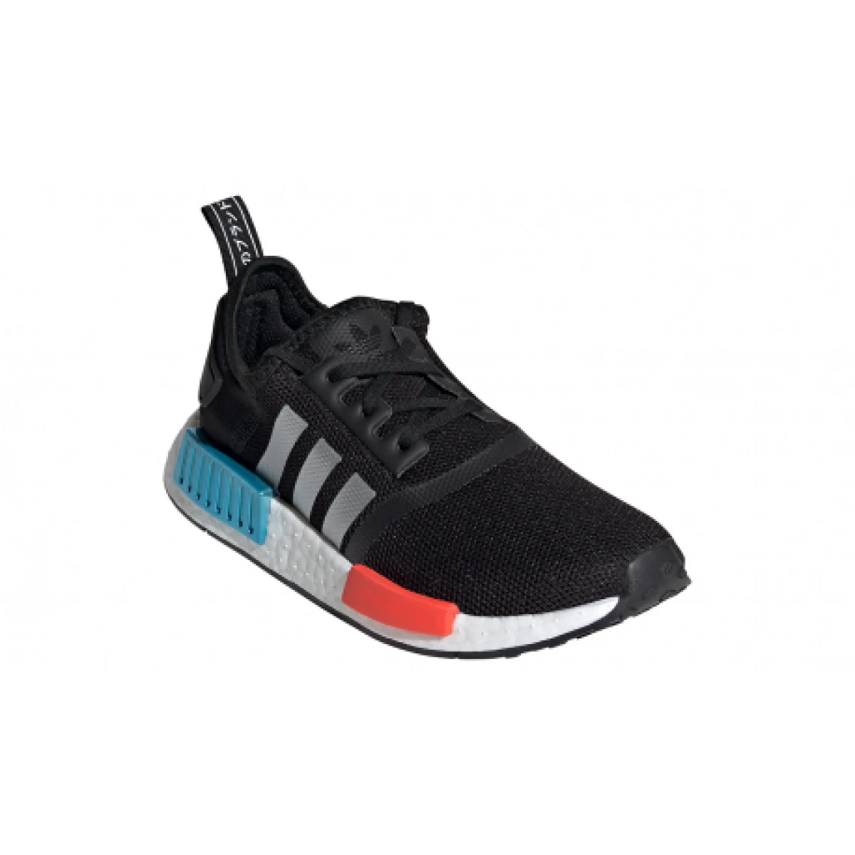 Juniorská rekreačná obuv ADIDAS ORIGINALS NMD_R1 core JR black silver metallic solar red · záber 1