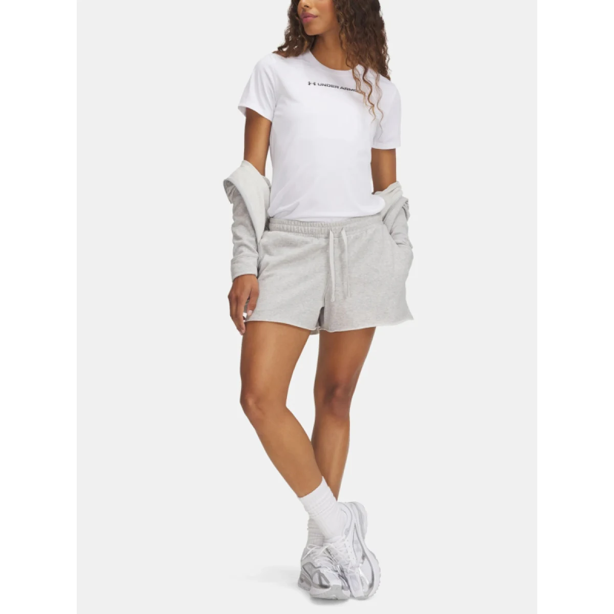 Dámske teplákové kraťasy UNDER ARMOUR UA Rival Terry Short-GRY · záber 4