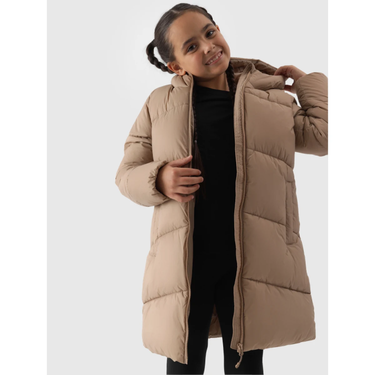 Dievčenská bunda 4F JUNIOR DOWN JACKET-JWAW24TDJAF455-83S-BEIGE · záber 4