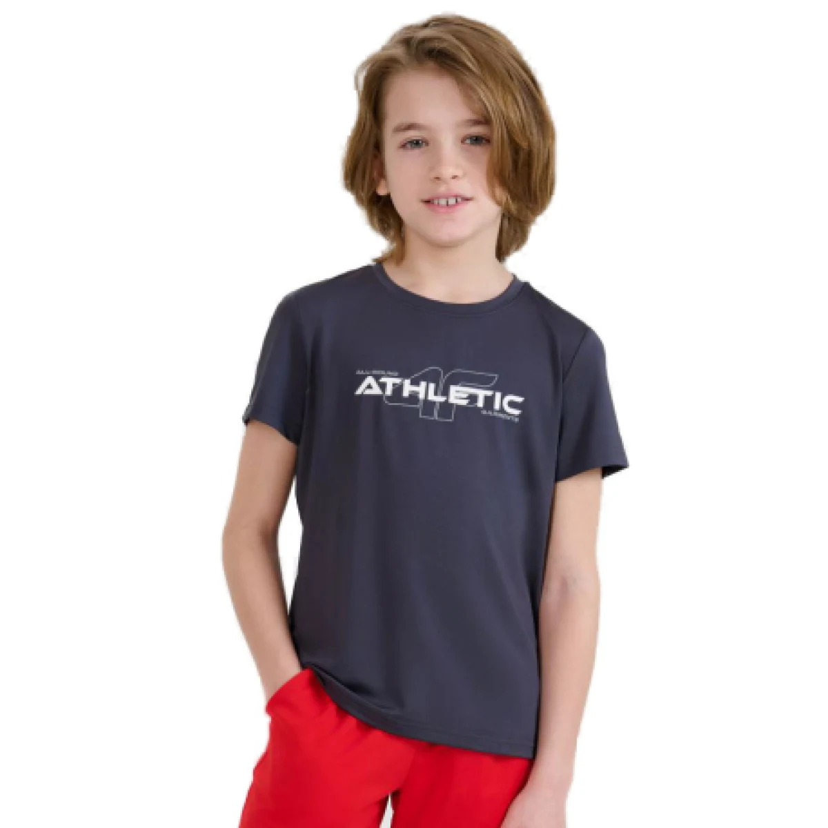 Chlapčenské tréningové tričko s krátkym rukávom 4F JUNIOR TSHIRT FNK M1209-22S-ANTHRACITE · záber 1