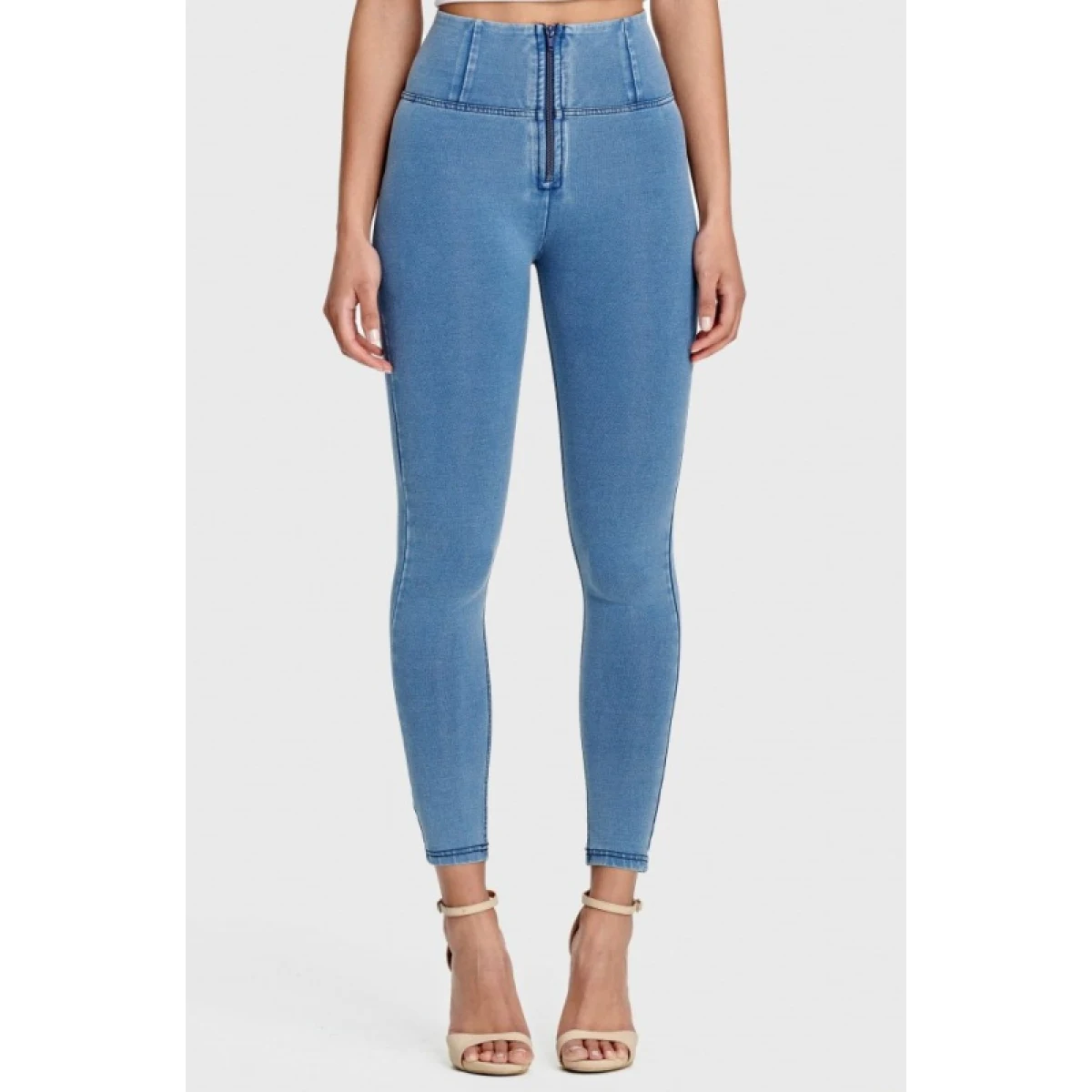Dámske jeggings nohavice FREDDY WR.UP® skinny high waist push up jeggings in organic fabric-Blue · záber 2