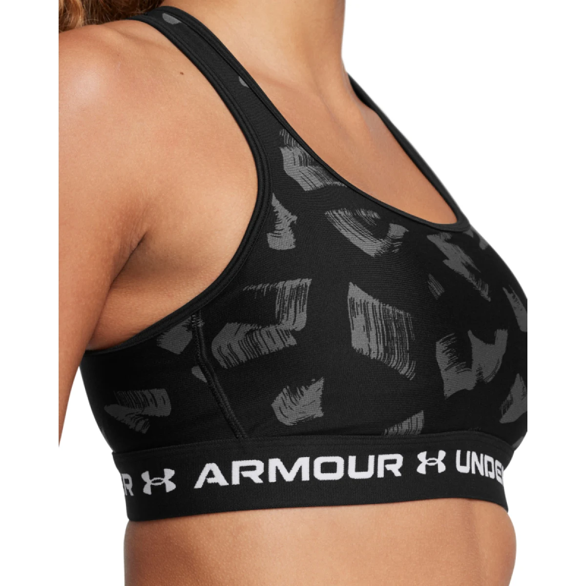 Dámska tréningová športová podprsenka UNDER ARMOUR Crossback Mid Print-BLK · záber 2