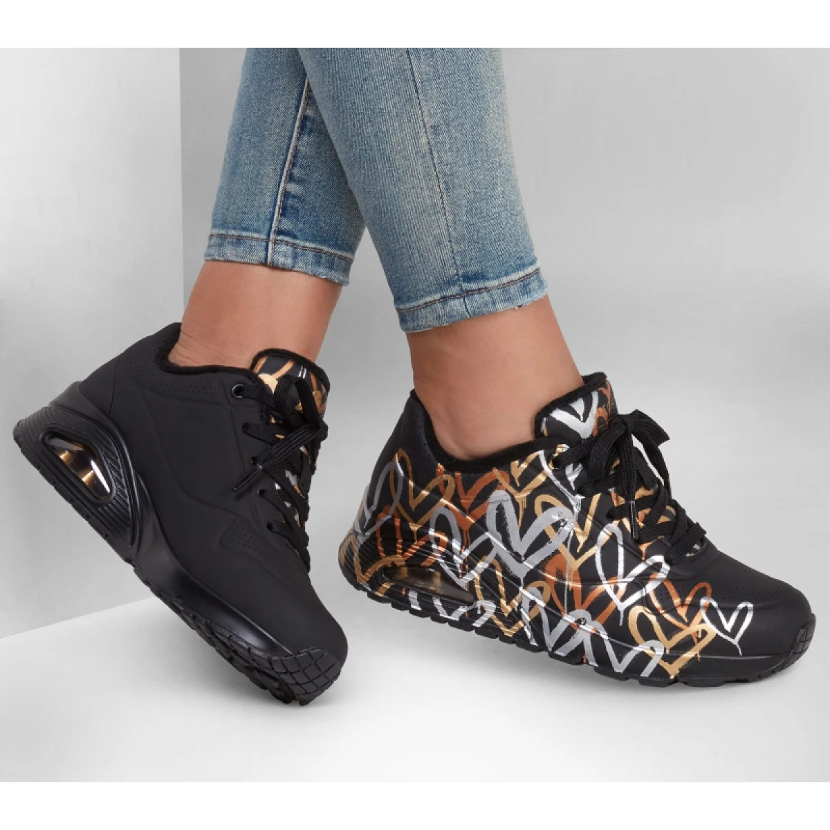 Dámska rekreačná obuv SKECHERS Uno Metallic Love black gold · záber 5