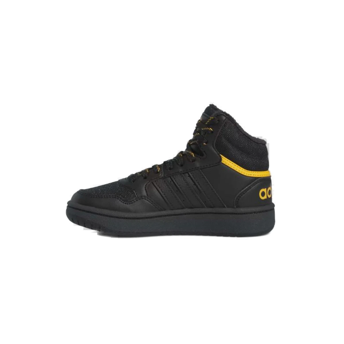 Chlapčenské členkové zimné topánky ADIDAS Hoops 3.0 Mid K core black core black preloved yellow · záber 2