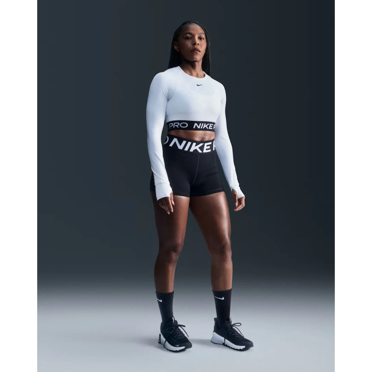 Dámske tréningové kraťasy NIKE PRO W NP SCULPT DF HR 3IN SHORT-010-Black · záber 5