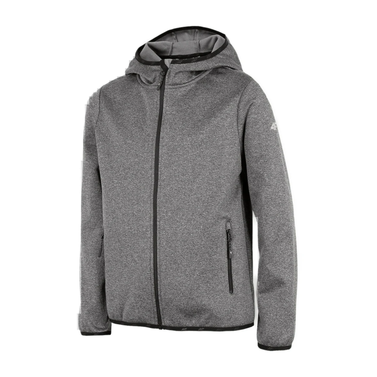 Chlapčenská turistická softshellová bunda 4F JUNIOR BOYS SOFTSHELL JSFM001-24M-MIDDLE GREY MELANGE · záber 3