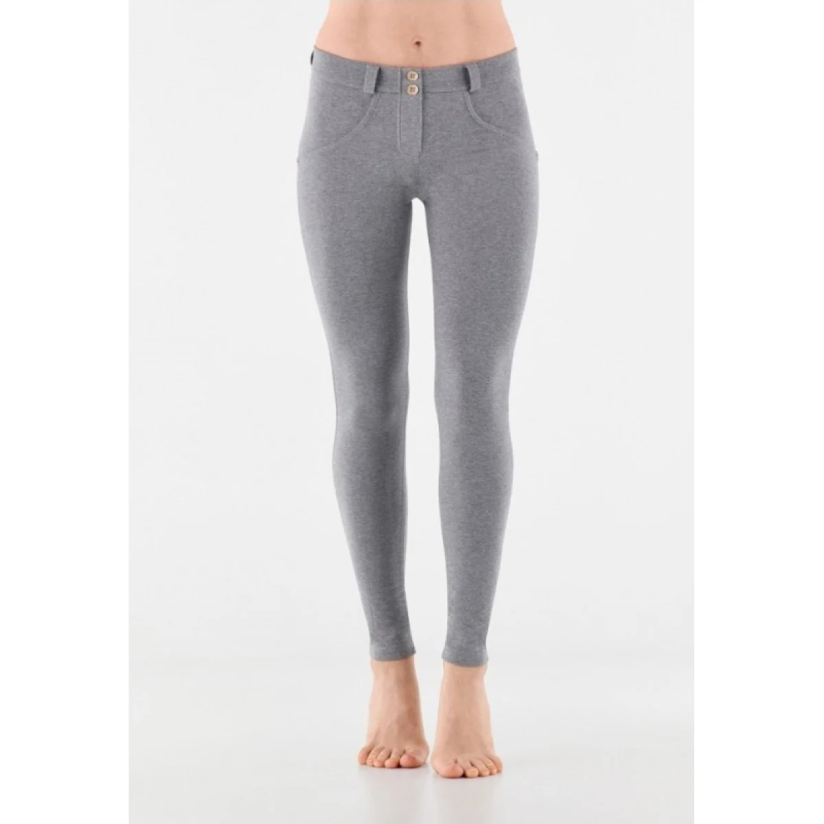 Dámske jeggings nohavice FREDDY WR.UP® skinny push up organic cotton trousers with regular waist-Grey · záber 2