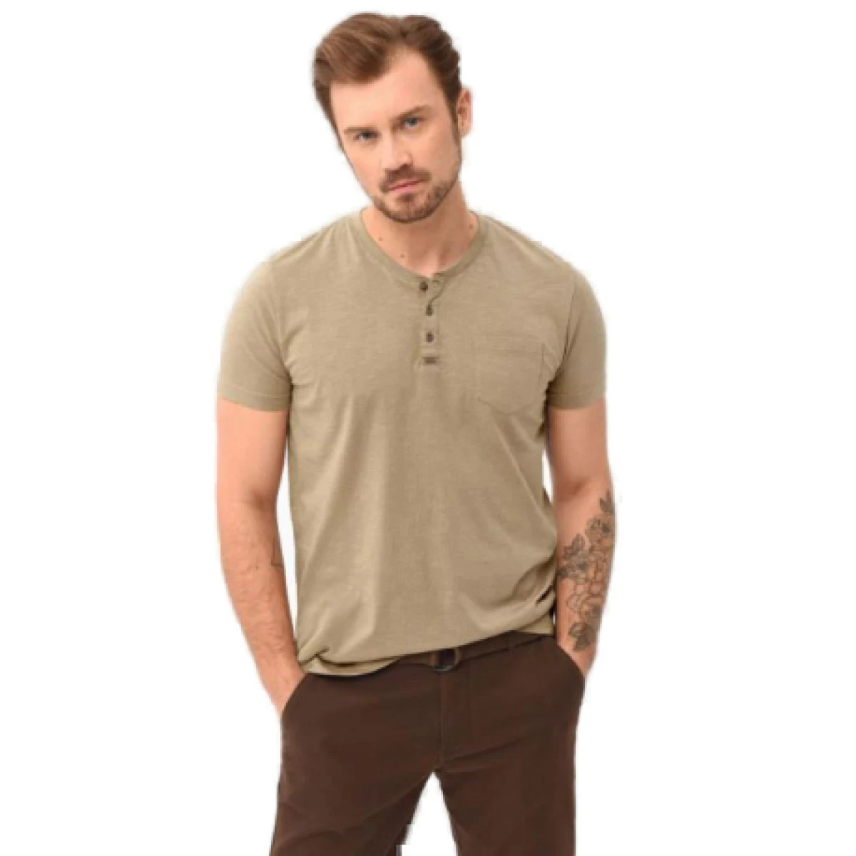 Pánske tričko s krátkym rukávom VOLCANO WARREN-102-BEIGE · záber 1