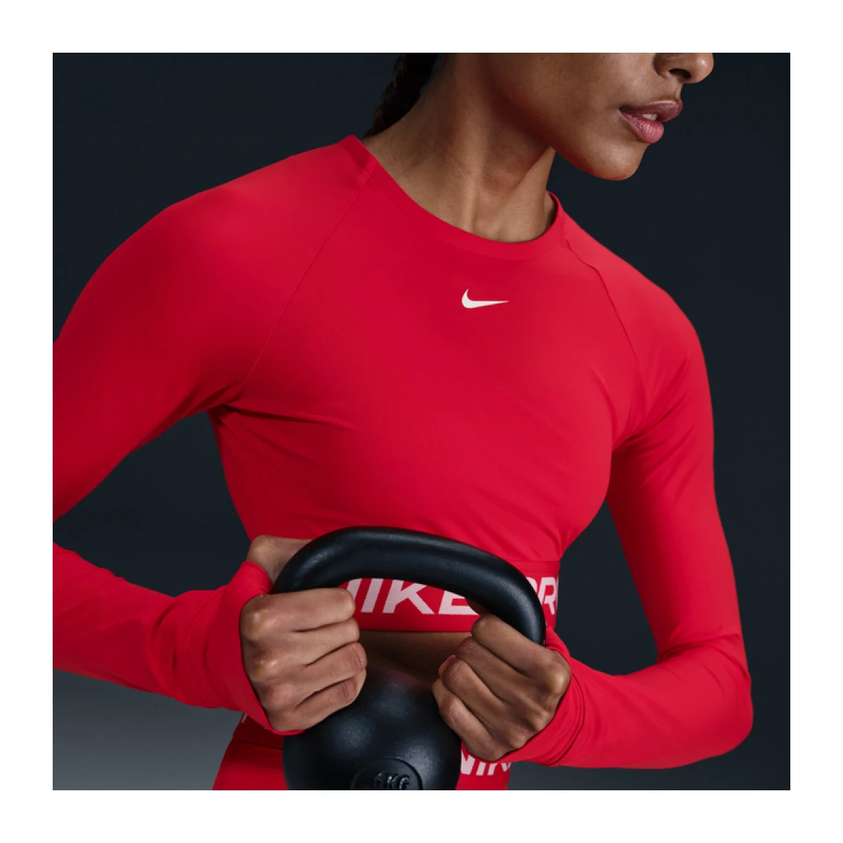 Dámske tréningové tričko s dlhým rukávom NIKE PRO PRO DF 365 CROP LS-657-Red · záber 4