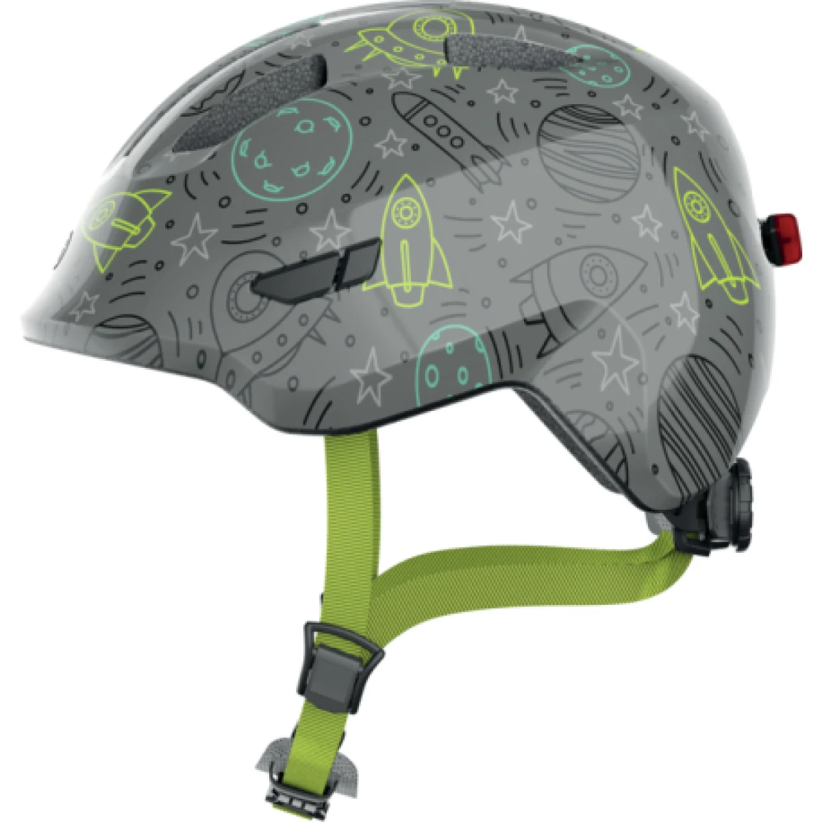 Juniorská cyklistická prilba ABUS Smiley 3.0 LED grey space S · záber 1