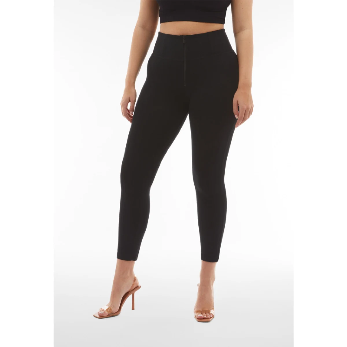 Dámske jeggings nohavice FREDDY WR.UP® superskinny push up 7 8 trousers with high waist and zip-Black · záber 2