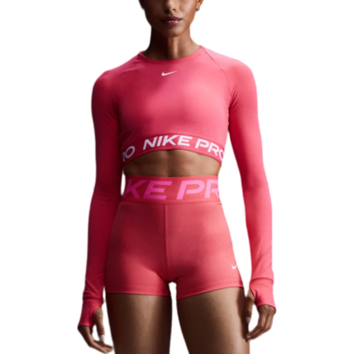 Dámske tréningové tričko s dlhým rukávom NIKE PRO DF 365 CROP LS-629 ASTER PINK WHITE · záber 1