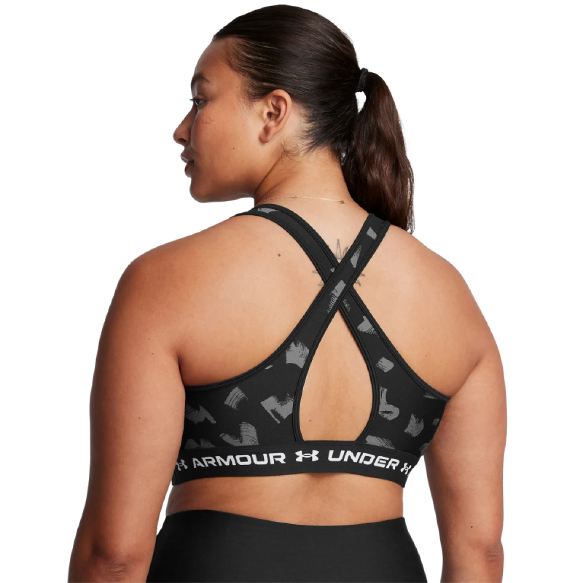 Dámska tréningová športová podprsenka UNDER ARMOUR Crossback Mid Print-BLK · záber 5