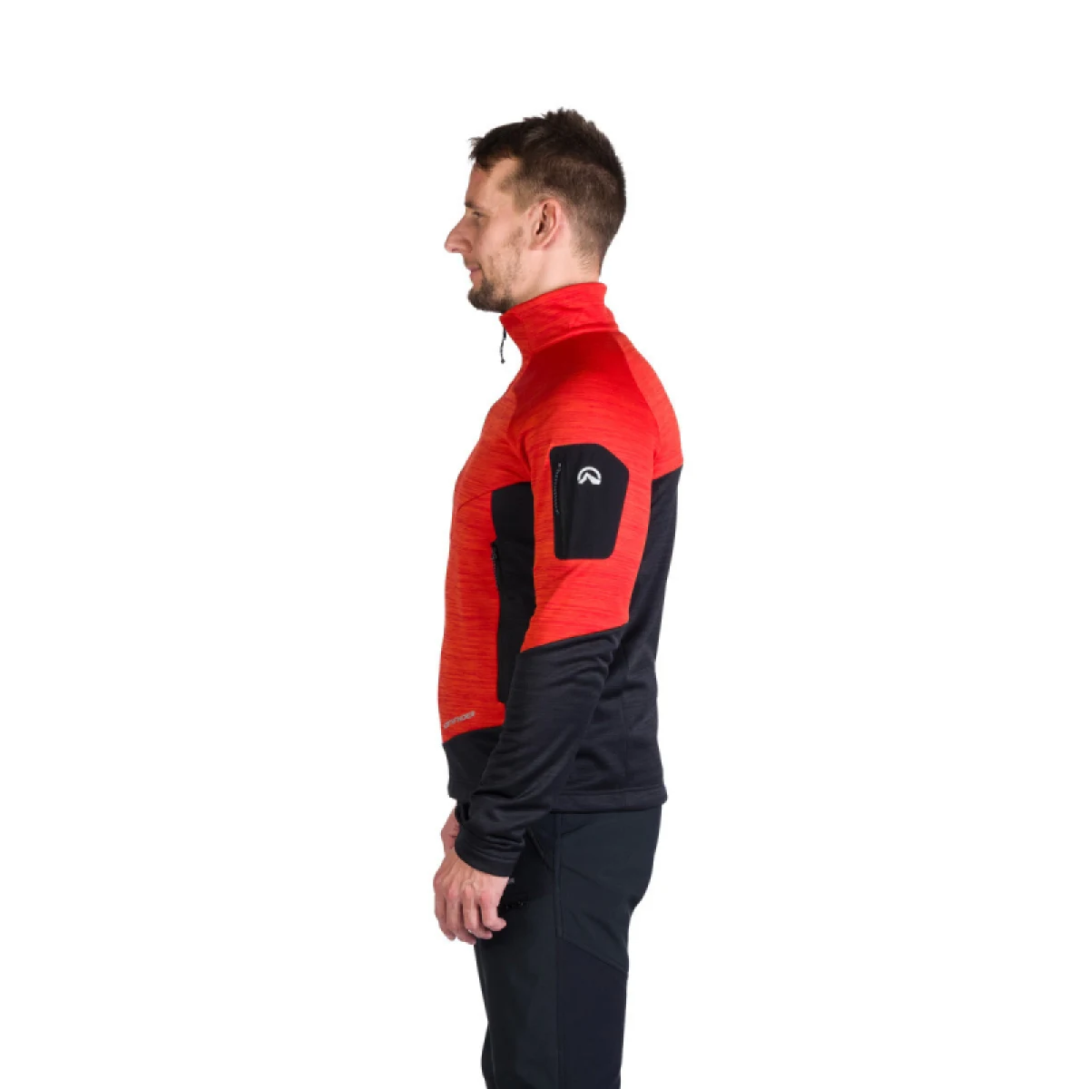 Pánska zateplená turistická mikina so zipsom NORTHFINDER GIACOMO-361redblack · záber 3