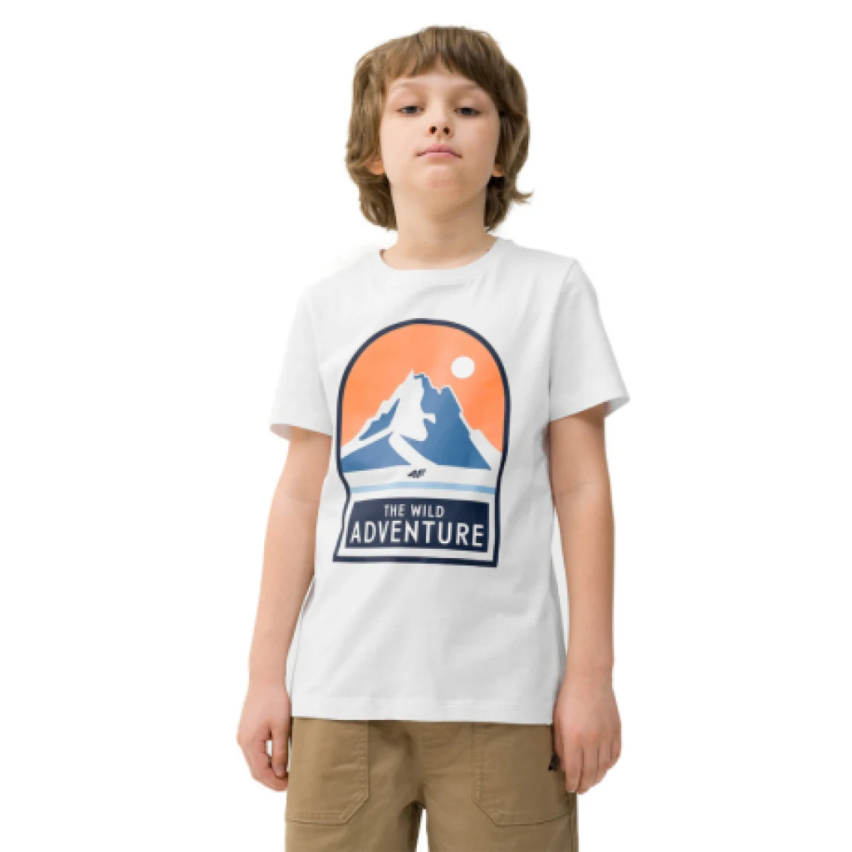 Chlapčenské turistické tričko s krátkym rukávom 4F JUNIOR TSHIRT-4FJWSS24TTSHM1132-10S-WHITE · záber 1