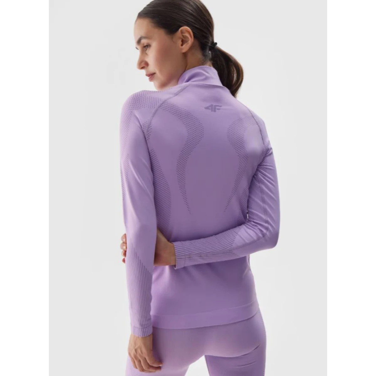 Dámska zateplená lyžiarska mikina s 1 2 zipsom 4F SEAMLESS UNDERWEAR-WAW24USEAF160-52S-LIGHT VIOLET · záber 4