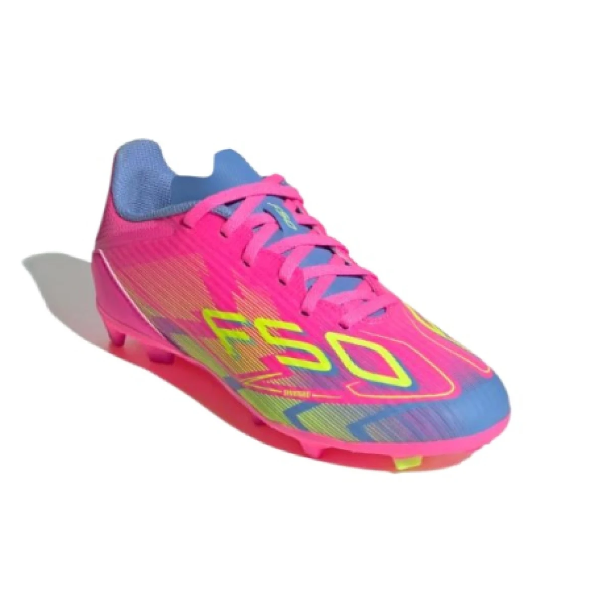 Chlapčenské futbalové kopačky outdoorové ADIDAS F50 League Jr FG MG lucid pink lucid lemon blue fusion · záber 1