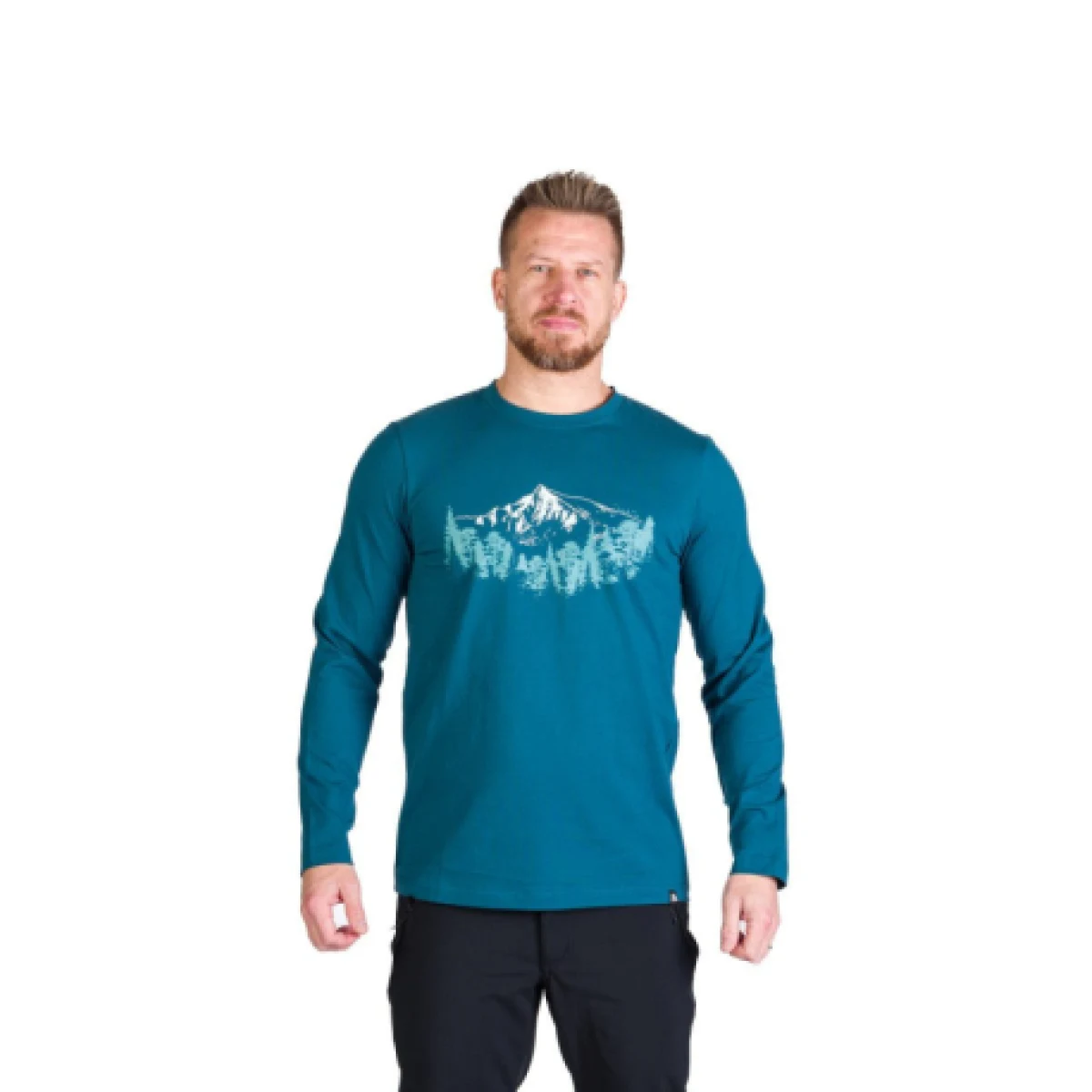 Pánske turistické tričko s dlhým rukávom NORTHFINDER STEWART-526inkblue · záber 1