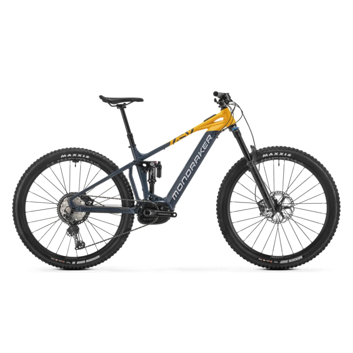 Horský elektrobicykel MONDRAKER Crafty Race, obsidian grey dense yellow racing silver · záber 2