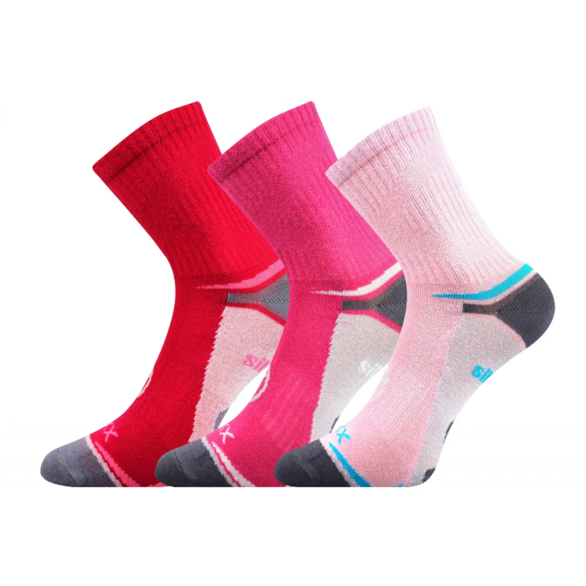 Dievčenské turistické ponožky VOXX 3 PACK-Optifanik 03-Pink Magenta Raspberry · záber 2