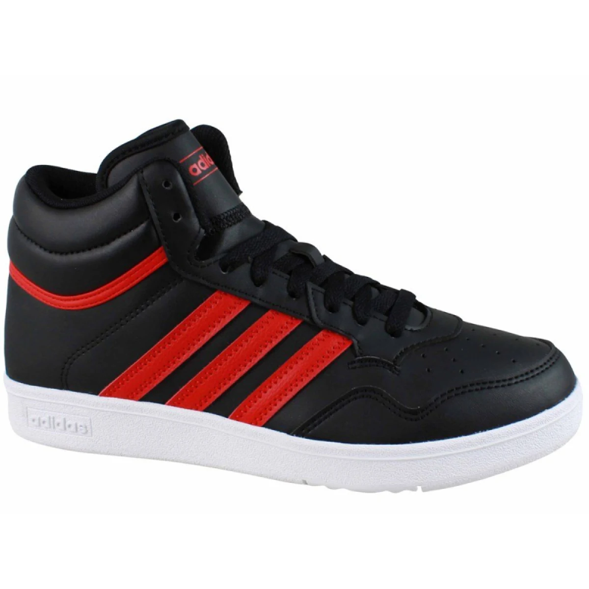 Chlapčenská rekreačná obuv ADIDAS Hoops 4.0 Mid Jr core black better scarlet cloud white · záber 2