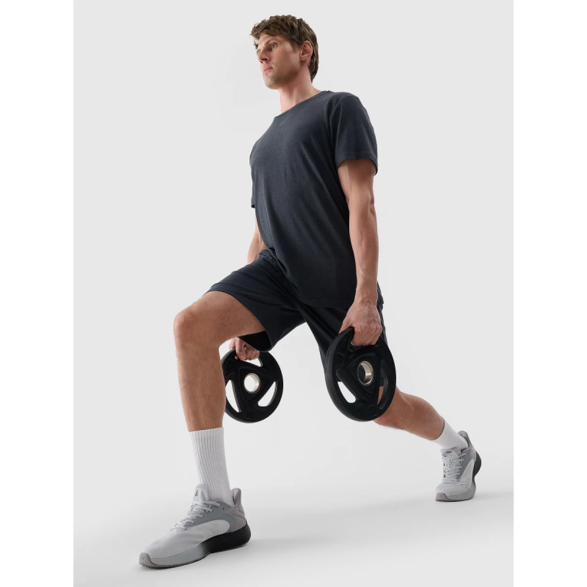 Pánske tréningové tričko s krátkym rukávom 4F TSHIRT FNK M1344-22M-ANTHRACITE MELANGE · záber 5