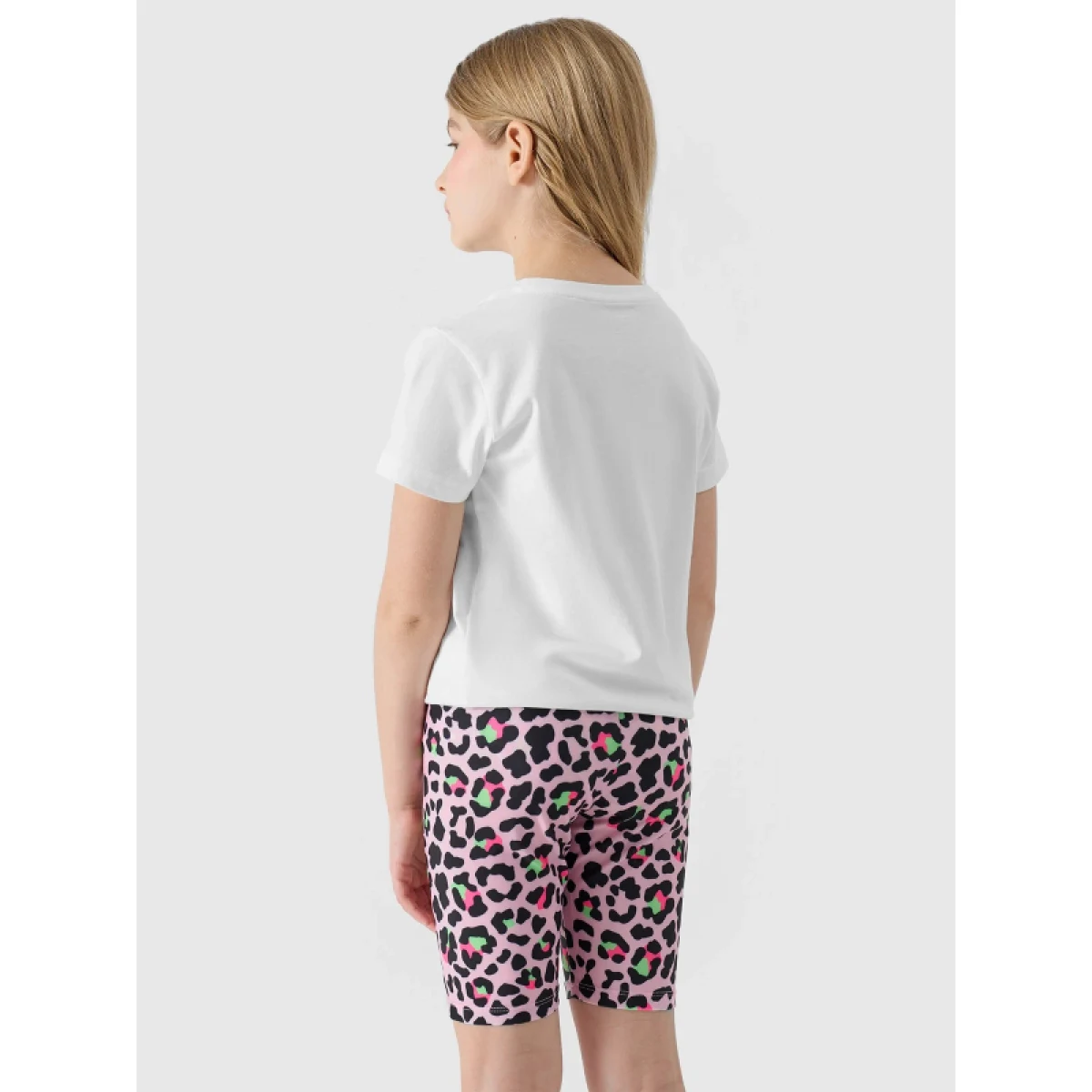 Dievčenské kraťasy 4F JUNIOR TIGHTS-4FJWSS24TTIGF133-56A-LIGHT PINK ALLOVER · záber 4