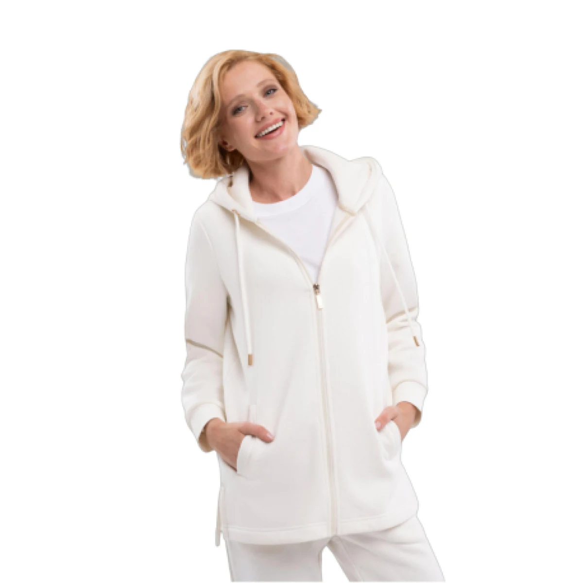 Dámska zateplená mikina so zipsom VOLCANO B-FLOFI-101-CREAM · záber 1