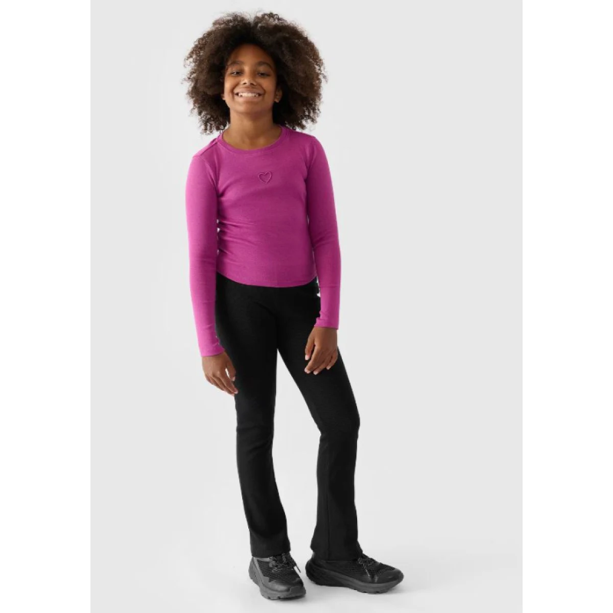 Dievčenské tričko s dlhým rukávom 4F JUNIOR LONGSLEEVE-JWAW24TLONF292-53S-DARK PINK · záber 4