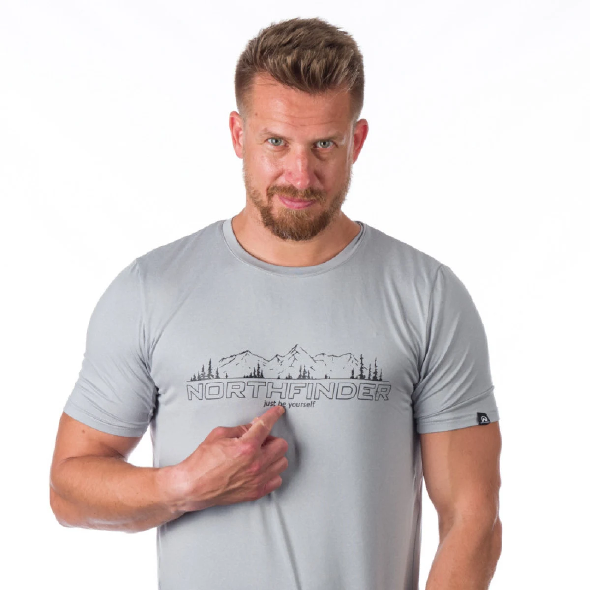 Pánske turistické tričko s krátkym rukávom NORTHFINDER JOHNATHAN-320-greymelange · záber 5