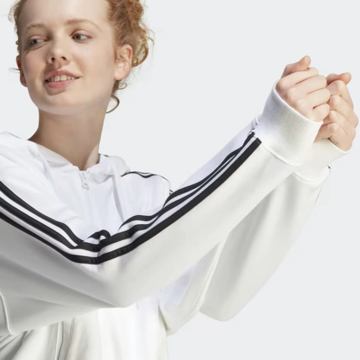 Dámska mikina so zipsom ADIDAS W 3S FT FZ S HD WHITE BLACK-100 WHITE BLACK · záber 5