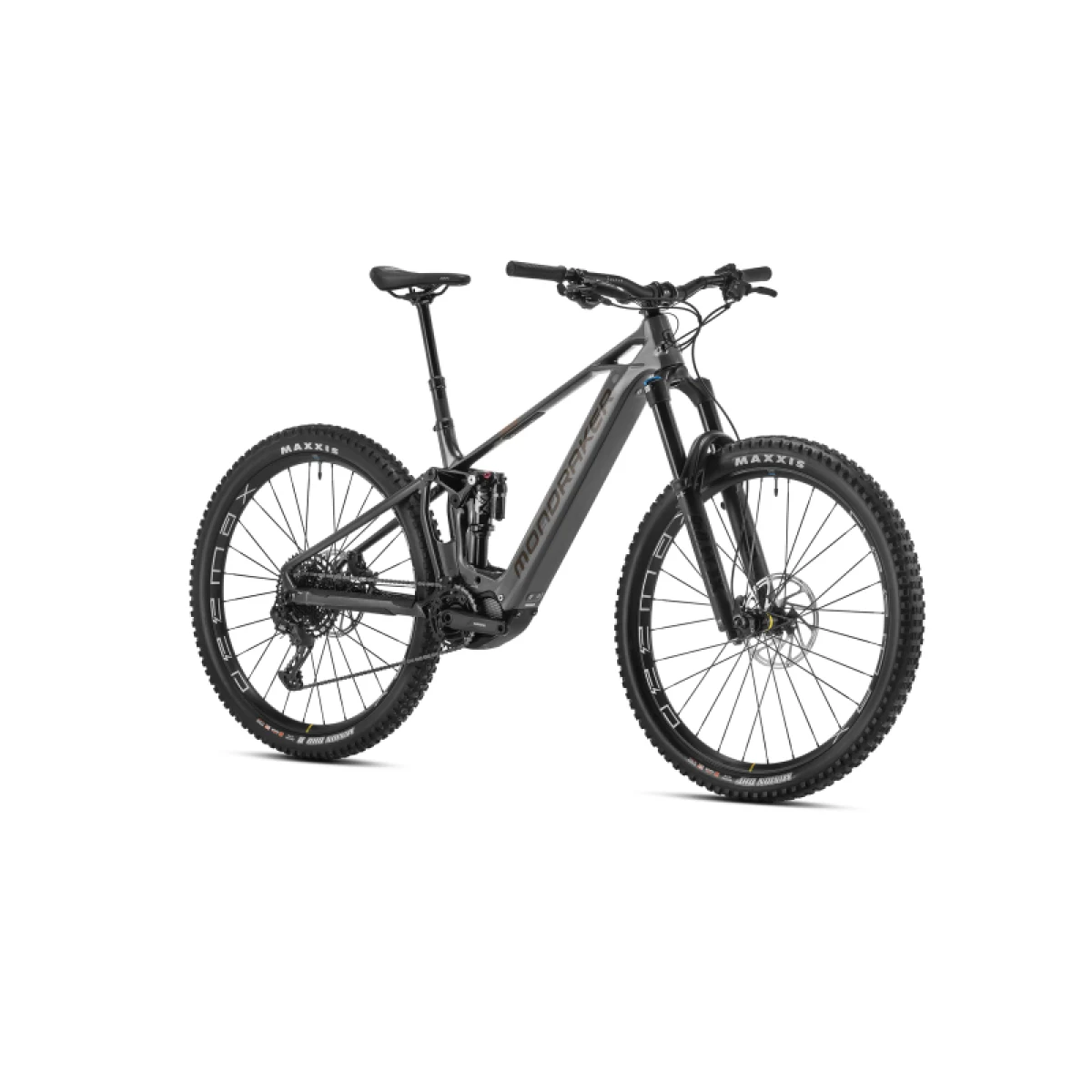 Horský elektrobicykel MONDRAKER Crusher Carbon, nimbus grey vortex grey bronze · záber 2