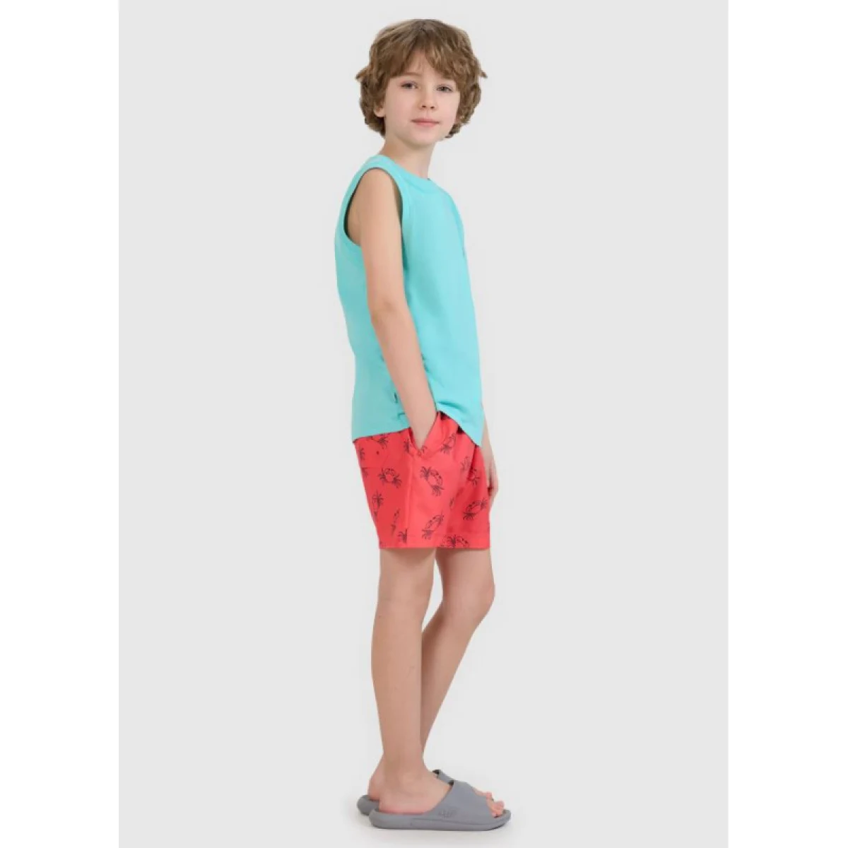 Chlapčenské plavky 4F JUNIOR BOARD SHORTS M121-63A-CORAL ALLOVER · záber 3