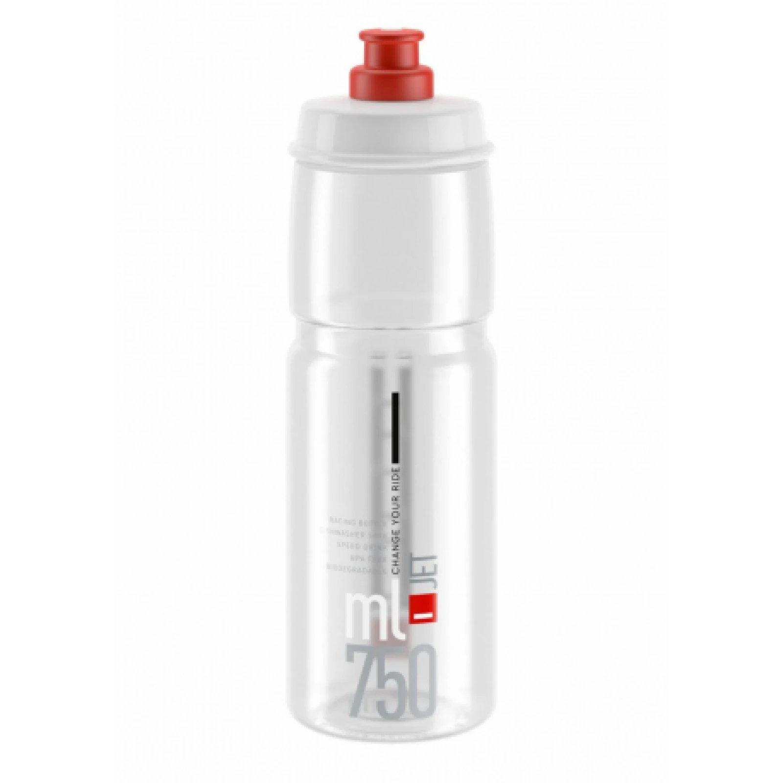 Fľaša na bicykel ELITE Fľaša JET transparentná červené logo 750 ml · záber 1