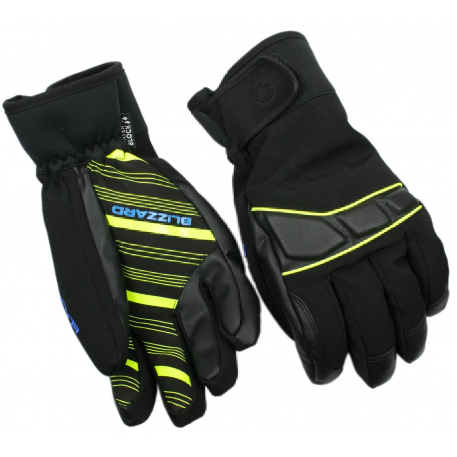 Lyžiarske rukavice BLIZZARD Profi ski gloves, black neon yellow blue · záber 1