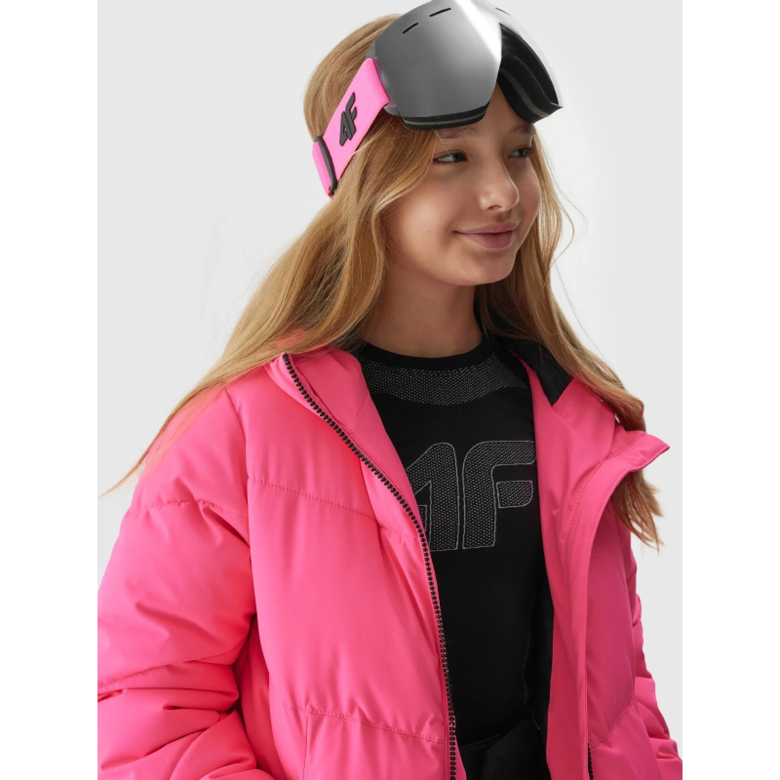 Dievčenská lyžiarska bunda 4F JUNIOR TECHNICAL JACKET-JAW23TTJAF293-55N-HOT PINK NEON · záber 5