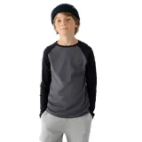 Chlapčenské tričko s dlhým rukávom 4F JUNIOR LONGSLEEVE-JWAW24TLONM293-22S-ANTHRACITE · záber 1