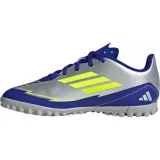 Chlapčenské futbalové kopačky turfy ADIDAS F50 Club Messi Jr TF silver metallic solar yellow lucid blue · záber 2