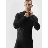 Pánska zateplená lyžiarska mikina s 1 2 zipsom 4F BRUSHED UNDERWEAR-AW23UBRUM035-20S-DEEP BLACK · záber 3