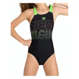 Dievčenské plavecké jednodielne plavky ARENA SWIMSUIT V BACK GRAPHIC Black · záber 2