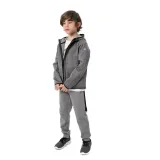 Chlapčenská turistická softshellová bunda 4F JUNIOR BOYS SOFTSHELL JSFM001-24M-MIDDLE GREY MELANGE · záber 2