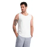 Pánske tričko s krátkym rukávom s v-výstrihom OMBRE Tank top OM-TSBT-0192 V-1 white · záber 1