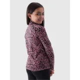 Dievčenská lyžiarska flisová mikina 4F JUNIOR FLEECE UNDERWEAR-JWAW24UFLEF051-64A-SALMON CORAL ALLOVER · záber 4
