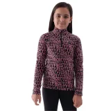 Dievčenská lyžiarska flisová mikina 4F JUNIOR FLEECE UNDERWEAR-JWAW24UFLEF051-64A-SALMON CORAL ALLOVER · záber 2