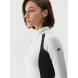 Dámska zateplená lyžiarska mikina s 1 2 zipsom 4F BRUSHED UNDERWEAR-AW23UBRUF042-11S-OFF WHITE · záber 4